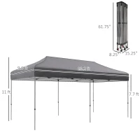 Outsunny 10' x 20' Pop Up Canopy Tent, Outdoor Easy up Tent with 3-Level Adjustable Height, Wheeled Carry Bag, Gray(m-3)