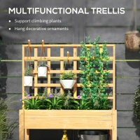 Outsunny Wooden Raised Garden Bed with Trellis, Outdoor Planter Box with Storage Shelf for Vegetables, Flowers, Herbs(m-4)