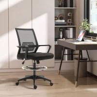 Vinsetto Tall Office Chair, Drafting Chair, Standing Desk Chair with Tilt Function, Adjustable Height and Footrest Ring, Black(m-8)