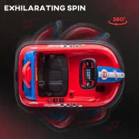 Aosom Kids Bumper Car, 6V 360° Rotation Electric Ride on Car, Twin Motors Battery Powered Toy with Music, Horn and Lights, Safety Belt, for Boys and Girls Aged 18-48 Months - Red(m-4)