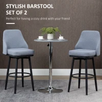 HOMCOM Extra Tall Bar Stools Set of 2, Modern 360° Swivel Barstools, Dining Room Chairs with Steel Legs Footrest, Light Grey(m-4)