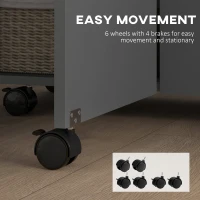 HOMCOM Extendable Dining Table, Drop Leaf Table with 2 Drawers, Cabinet and 6 Wheels for Small Spaces, Kitchen, Grey(m-6)