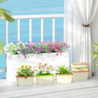 Outsunny 6 Pack Self Watering Flower Pots, 10.5 Inch Planter Box with Water Level Indicator for Vegetables, Succulents Plants(m-1)