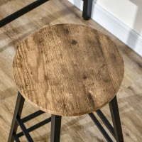 HOMCOM Industrial Dining Table Set, 3 Piece Rectangular Bar Table and Chairs Set, Breakfast Table Set for Kitchen, Living Room, Rustic Brown(m-10)