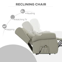 HOMCOM Wingback Lift Chair for Elderly, Power Chair Recliner with Footrest, Remote Control, Side Pockets, Cream White(m-5)
