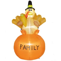 HOMCOM 4.9ft Inflatable Thanksgiving Turkey, Blow Up LED Display for Garden Indoor Outdoor(m-1)