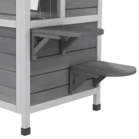 PawHut 2-Storey Outdoor Cat House, Wooden Catio with Openable Roof, Lounge Space, Fun Entrances, for Feral Cats, Grey(m-10)
