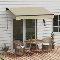 Outsunny 8' x 6.5' Retractable Awning, 280gsm UV Resistant Sunshade Shelter for Deck, Balcony, Yard, Beige(m-10)