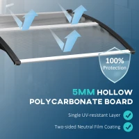 Outsunny Awning Door Canopy, 40.6" x 38" Polycarbonate Front Door Outdoor Patio Cover with Hollow Sheet for UV Protection, Clear(m-4)