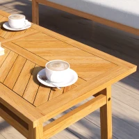 Outsunny Outdoor Coffee Table, Acacia Wood Rustic Patio Table for Garden, Backyard, Balcony, Deck, Natural Wood(m-8)