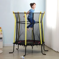 Qaba 5.2' Kids Small Trampoline with Enclosure, Springfree Toddler Trampoline with Net, for Single Jumper, Indoor Play Equipment for Ages 3-10(m-10)