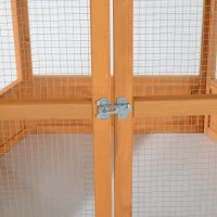 PawHut 69" Wooden Hexagonal Outdoor Aviary Flight Bird Cage With Covered Roof, Brown(m-6)