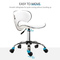 HOMCOM Adjustable Massage Stool Spa Beauty Salon Chair 360 Degrees Swivel Gas Lift PU Leather White(m-5)