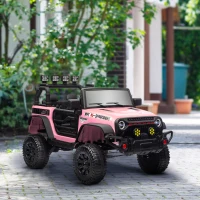 Qaba 12V Battery Powered Ride on Car, Ride on Truck w/ Remote, 4 Suspension Wheels, Music Horn Lights, Pink(m-10)