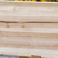 Outsunny Raised Garden Bed with 3 Planter Box, Elevated Wooden Plant Stand with Drainage Holes, for Vegetables, Herb and Flowers, Natural(m-8)