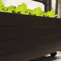 Outsunny Raised Garden Bed with Trellis and Wheels, Outdoor Planter Wooden Elevated Garden Bed for Garden, Patio, Balcony(m-8)