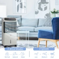 HOMCOM 3-In-1 Ice Cooling Fan, Mobile Evaporative Air Cooler with Remote, Timer, Oscillating for Home Office, Bedroom, Gray(m-5)