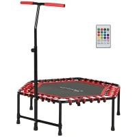 Soozier 45" Rebounder Trampoline for Adult, Quiet Bungee Rebounder with LED Lights and Adjustable Handle, Red(m-2)
