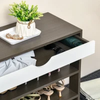 HOMCOM Shoe Rack, Free Standing Shoe Cabinet with Drawer and 5-tier Storage Shelf, Shoe Storage Organizer for Entryway, Grey(m-9)