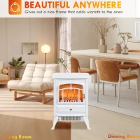 HOMCOM Fireplace Stove, Electric Fireplace Heater with Realistic LED Flames and Logs, 725W/1450W, White(m-8)