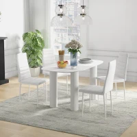 HOMCOM Modern Dining Chairs, Set of 4, High Back PU leather Upholstery and Metal Legs for the Living Room, Kitchen, Home Office, White(m-1)