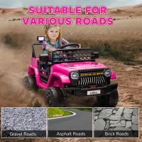 Qaba 12V Ride on Truck, Electric Car for Kids with Remote Control, Suspension, 3 Speeds, USB Music Headlights, Pink(m-6)