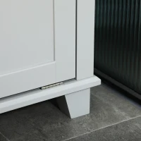 HOMCOM Tilt-Out Laundry Storage Cabinet, Bathroom Storage Organizer with Two-Compartment Tilt Out Hamper, Grey(m-10)