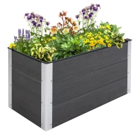 Outsunny 3' x 2' x 2' Raised Garden Bed, Wood Plastic Planter Box for Flowers, Vegetable, Herb, Grey(m-12)