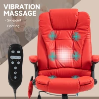 HOMCOM Massage Office Chair, Heated Reclining Computer Chair with 6 Vibration Points, Armrest and Remote, Red(m-4)