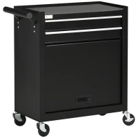 DURHAND 2-Drawer Rolling Tool Chest on Wheels, Metal Tool Cabinet for Warehouse, Workshop and Garage, Black(m-11)