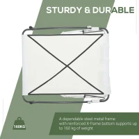 Outsunny Patio Double Chaise, Outdoor Lounge Bed with Canopy and Headrest Pillow, Portable Patio Sunbed Hammock Lounger, Cream White(m-6)