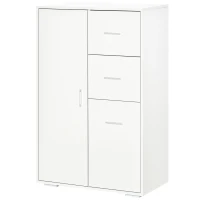 HOMCOM Storage Cabinet with 2 Drawers and 2 Cabinet Free Standing, Kitchen Cabinet Sideboard Buffet Table for Living Room, White(m-11)