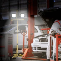 HOMCOM 50W 10000 Lumen Dual Head Weather Resistant LED Work Lights with Tripod Stand, Yellow(m-1)