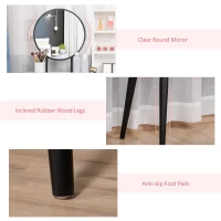 HOMCOM Vanity Table with Stool, Makeup Vanity with Wood Dressing Table with Storage Drawers and Shelf for Bedroom, White and Black(m-6)