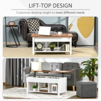 HOMCOM Lift Top Coffee Table, Modern Center Table with Storage Shelves and Hidden Compartment for Living Room, 41" L(m-4)