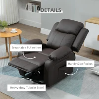 HOMCOM Living Room Power Lift Chair, PU Leather Electric Recliner Sofa Chair for Elderly with Remote Control, 3 Positions, Side Pockets, Extended Footrest, Brown(m-4)