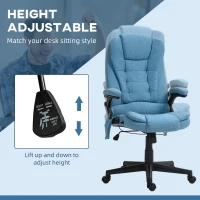 Vinsetto 6 Point Vibrating Massage Office Chair with Heat, Linen High Back Massage Desk Chair w/ Reclining Backrest, Light Blue(m-5)