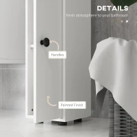 kleankin 71" Small Bathroom Storage Cabinet, Narrow Toilet Paper Cabinet with Open Shelves, 2 Cabinets, Adjustable Shelves, White(m-6)