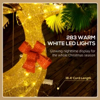 Outsunny Lighted Reindeer Christmas Decorations, 3-Piece Light Up Christmas Deer Family Set with LEDs for Outdoor, Gold(m-5)