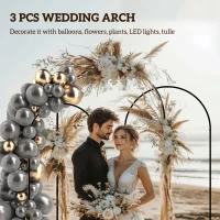 Outsunny Metal Arch Backdrop Stand Set of 3, 7/6.5/6 ft Wedding Arch Frame, Balloon Backdrop Arch Stand Set for Birthday Party, Bridal Shower, Graduation, Ceremony, Banquet Decorations, Black(m-4)