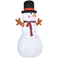 HOMCOM 6ft Tall Giant Outdoor Indoor Inflatable Snowman Christmas Decoration for Lawn with Hat Scarf LED Lights(m-11)