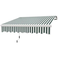 Outsunny 8' x 6.6' Patio Retractable Awning, Manual Exterior Sun Shade Deck Window Cover, Green Striped(m-11)