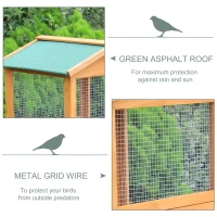 PawHut 65" Wooden Aviary Bird Cage Outdoor Large Bird Play House Ladder Feeder Stand With 2 Doors & Easy Pullout Tray(m-5)