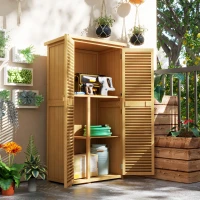 Outsunny 5' x 3' Wooden Garden Storage Shed with Asphalt Roof and 2 Large Wood Doors with Lock, Yellow(m-12)