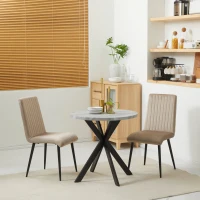 HOMCOM 29" Dining Table, Contemporary Round Kitchen Table with Steel Legs, Grey(m-9)