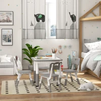 Qaba 5 Pieces Toddler Table and Chair Set, Height Adjustable Activity Table and Chair Set for Nursery Classroom, Grey(m-8)