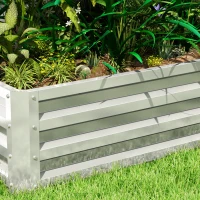Outsunny Galvanized Raised Garden Bed, Outdoor Planter Box for Vegetables, Flowers, Herbs, 4' x 2' x 1', Silver(m-11)