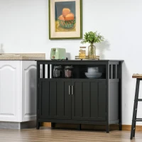 HOMCOM Sideboard Buffet Cabinet, Coffee Bar Cabinet with 2 Doors and Adjustable Shelves, Console Table for Kitchen Entryway Living Room, Black(m-10)