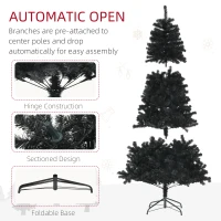 HOMCOM 9ft Unlit Artificial Black Christmas Tree, Holiday Décor with 2132 Branch Tips, Auto Open and Steel Base(m-6)
