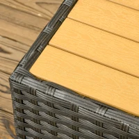 Outsunny 6 Pieces Outdoor Rattan Patio Furniture Set with Corner Sofa, Wood-Plastic Coffee Table, Light Grey(m-9)